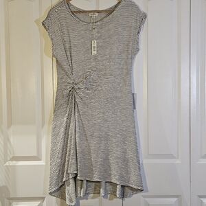 Nordstrom Max Studio Womens Dress XL Black White Stipe Minimalist Chic NWT $98